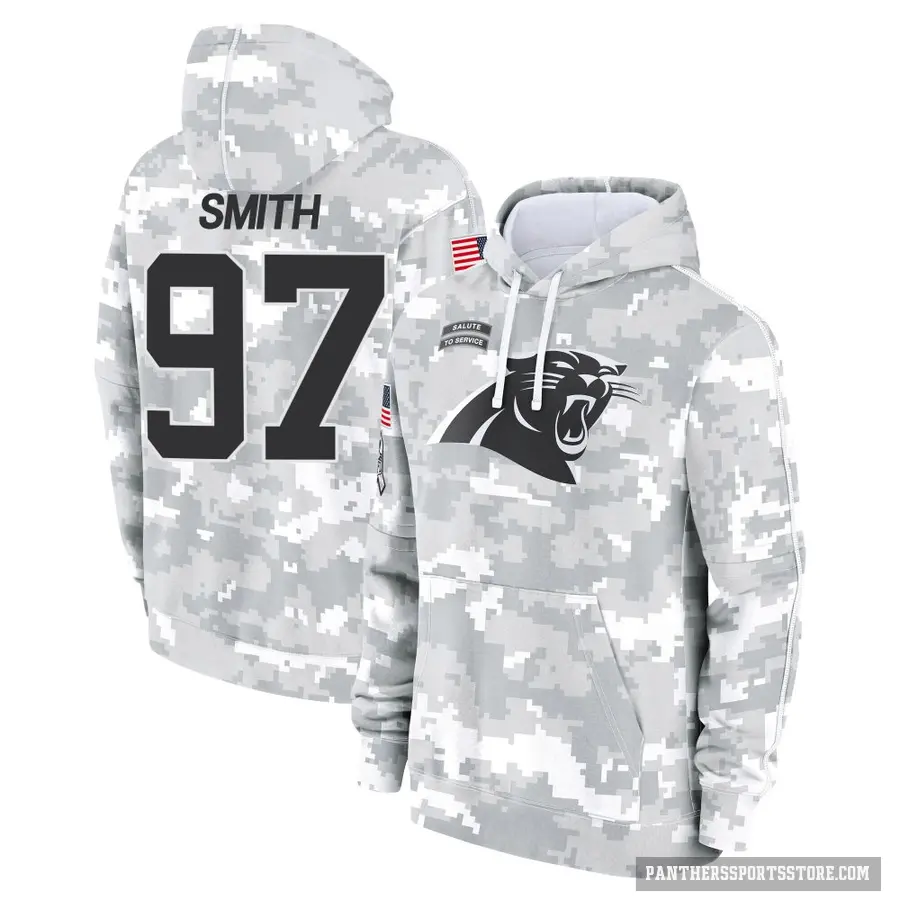 Youth ＃97 T.J. Smith Carolina Panthers Arctic Camo 2024 Salute to Service Club Fleece Pullover Hoodie
