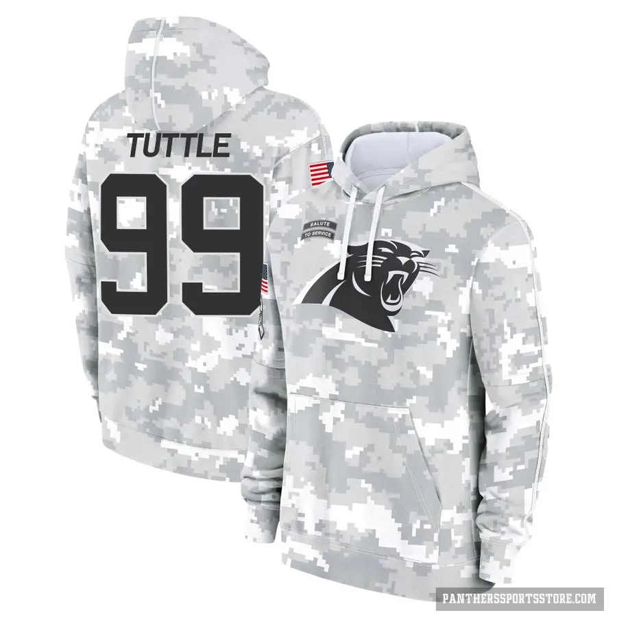Youth ＃99 Shy Tuttle Carolina Panthers Arctic Camo 2024 Salute to Service Club Fleece Pullover Hoodie