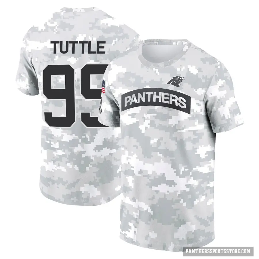 Youth ＃99 Shy Tuttle Carolina Panthers Camo Arctic 2024 Salute to Service Performance T-Shirt