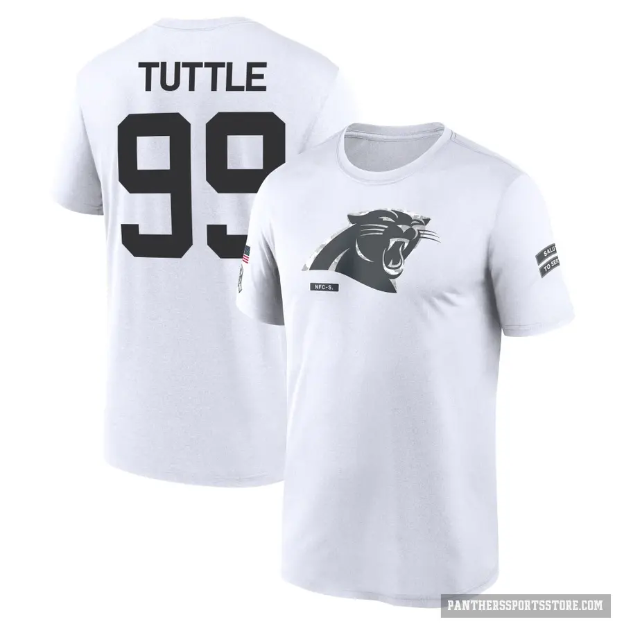 Youth ＃99 Shy Tuttle Carolina Panthers White 2024 Salute to Service Performance T-Shirt